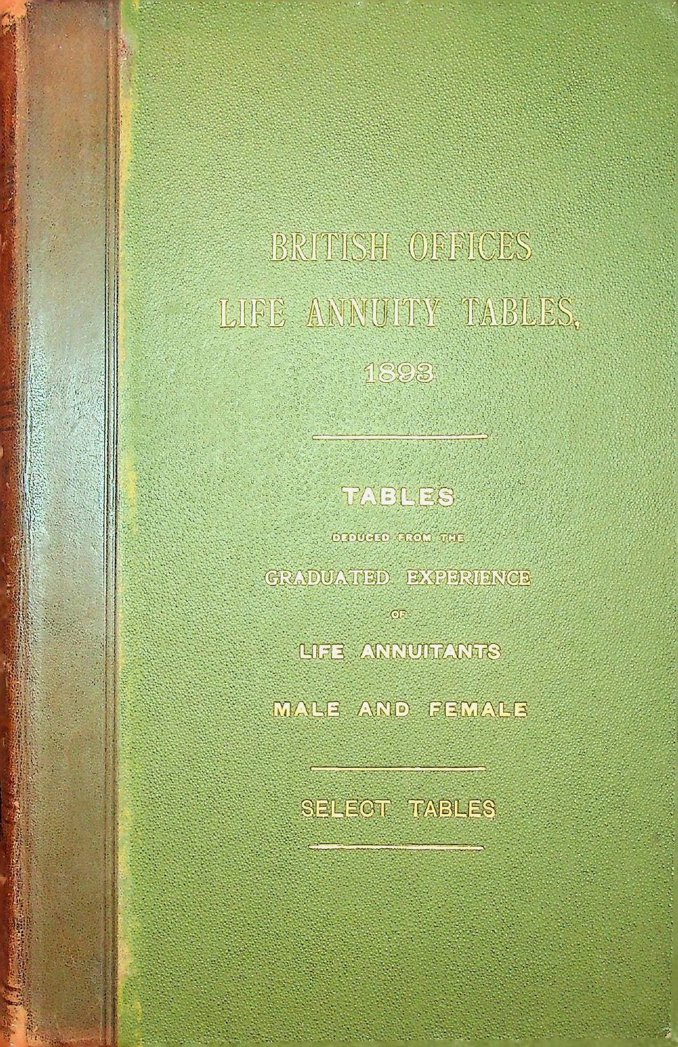 Cover of British Offices Life Annuity Tables, 1903