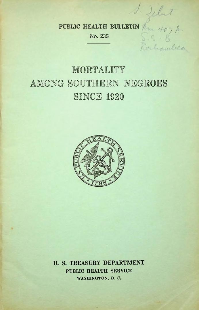 Cover of Mortality Among Southern Negroes Since 1920, 1937