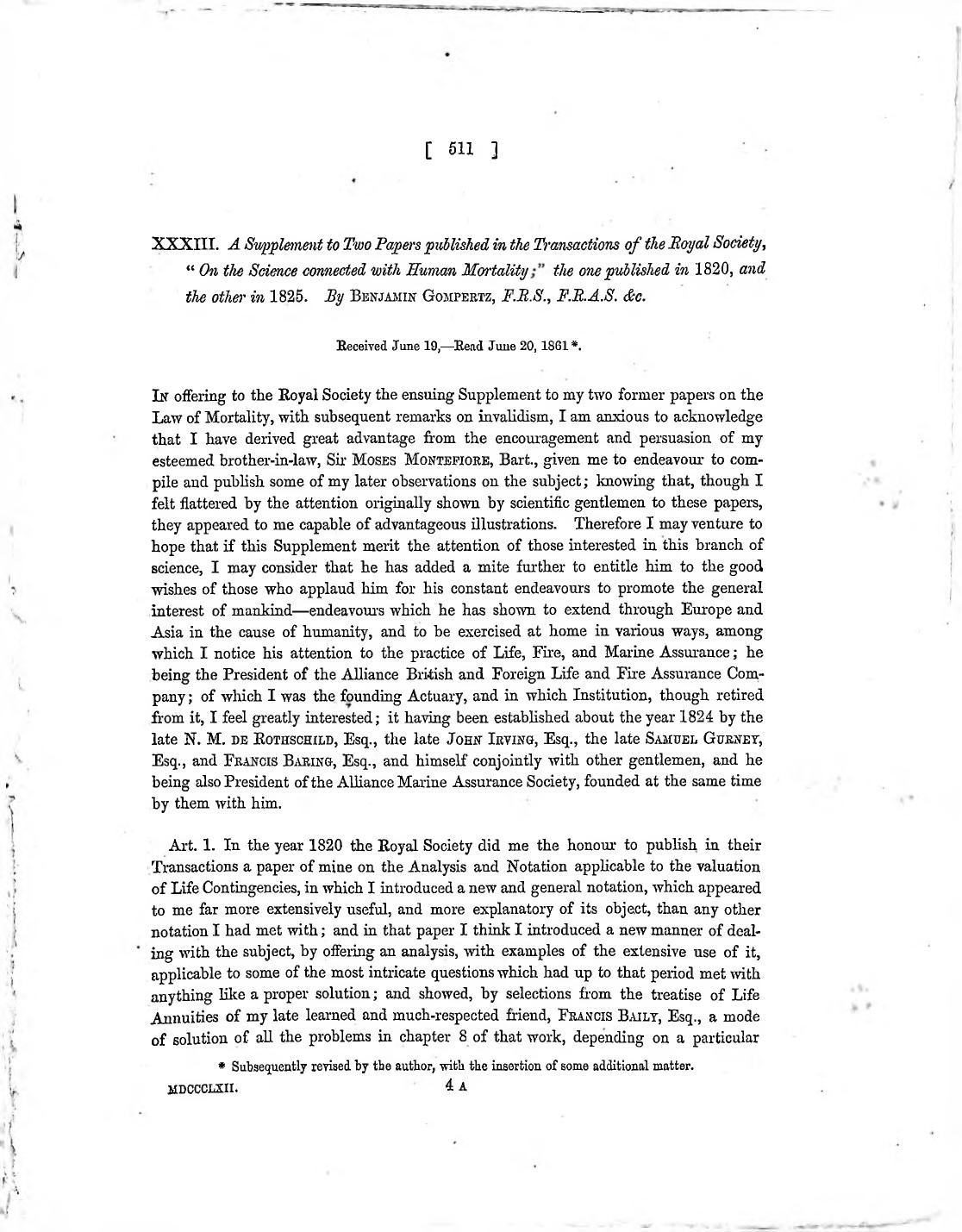 Cover of A Supplement to: On the Science connected with Human Mortality, 1861