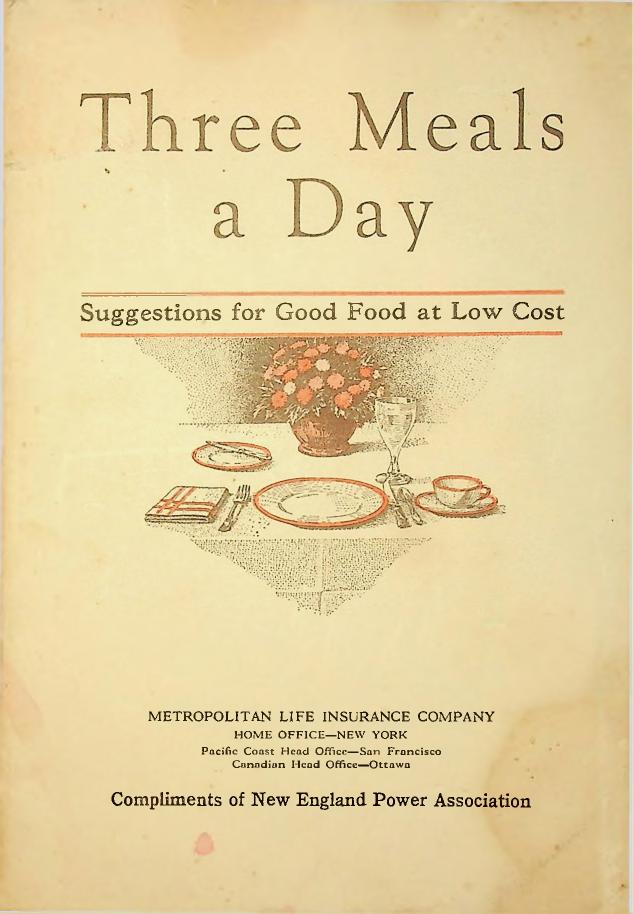 Cover of Three Meals a Day, 1920